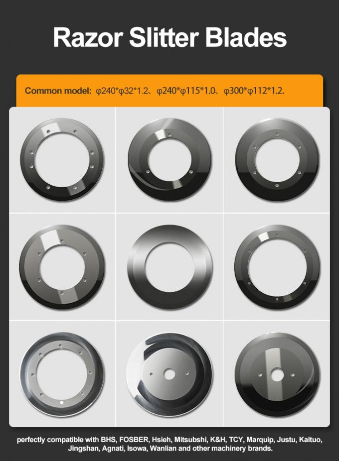 कार्डबोर्ड काटने के लिए स्लिटिंग लाइन नालीदार पेपर ब्लेड सर्कुलर रेजर स्लिटर चाकू कागज रोल काटने मशीनों के लिए ब्लेड 0